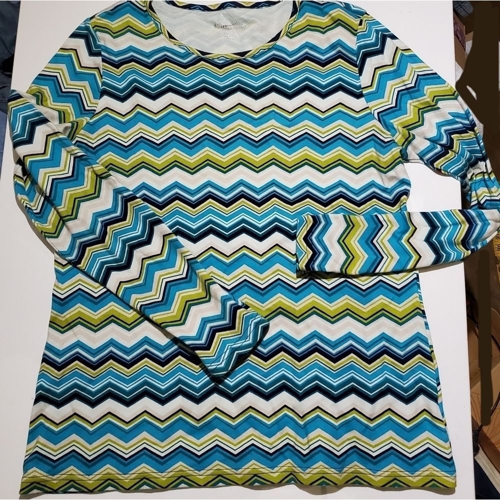 NWOT Kim Rogers stripes long-sleeved cotton shirt